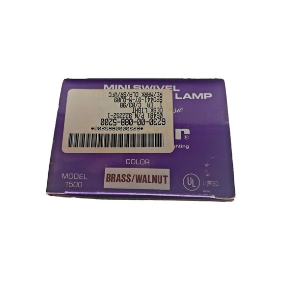 Vintage Tensor Model 1500 Mini Swivel Lamp Brass/Walnut NEW in Box - Picture 5 of 5